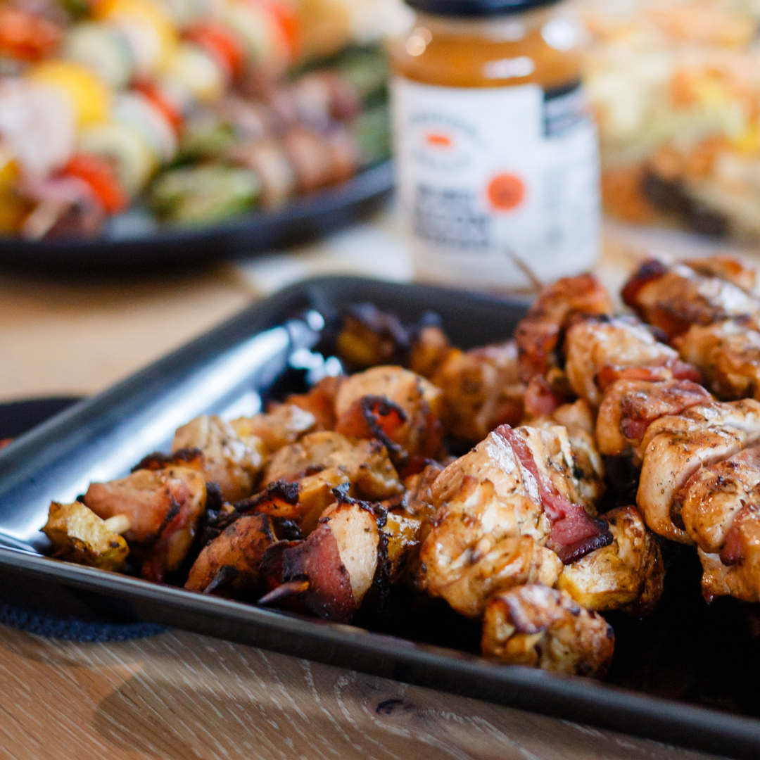 Smoked Tender Belly Bacon & Chicken Ranch Kabobs