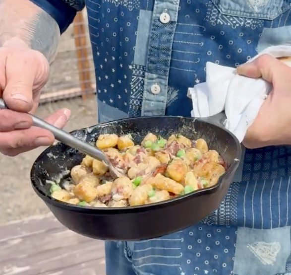 Spring Pea and Bacon Skillet Gnocchi