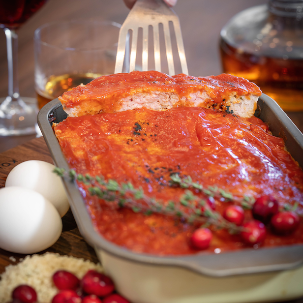 MAMA’S PORK MEATLOAF WITH CRANBERRY KETCHUP