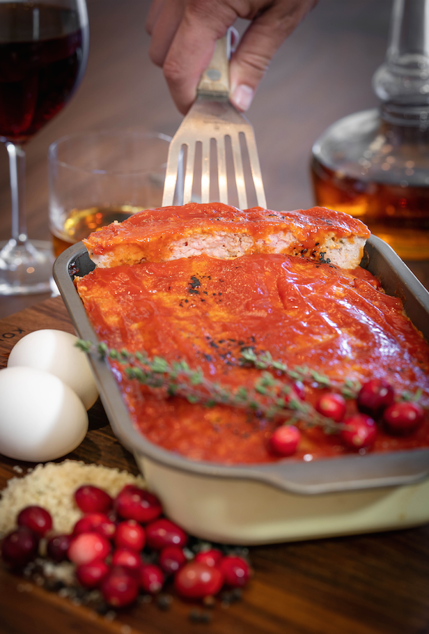 MAMA’S PORK MEATLOAF WITH CRANBERRY KETCHUP