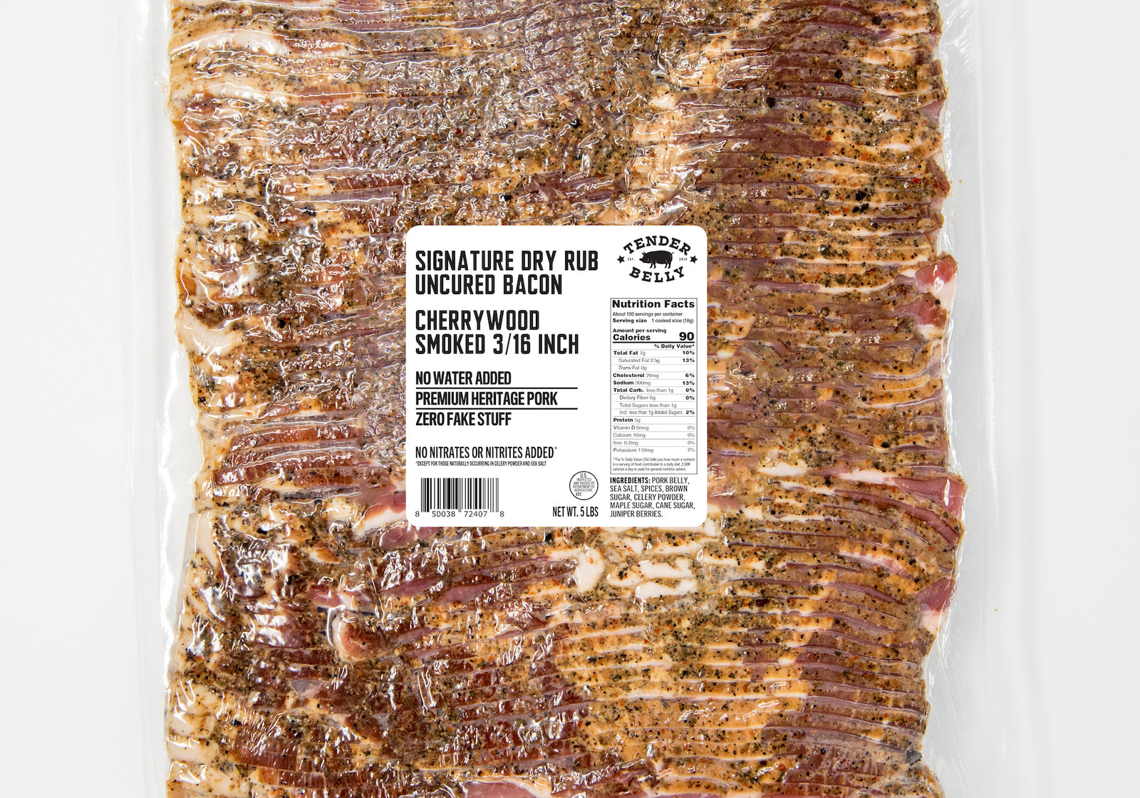 Signature Dry Rub Cherrywood Smoked Uncured Bacon (10-12 Slices/lb)